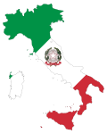 Italy Map Flag With Stroke And Emblem